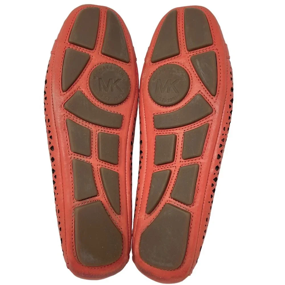 Michael‎ Kors Fulton Moc Sienna Orange Laser Cut Leather Size 7.5 M